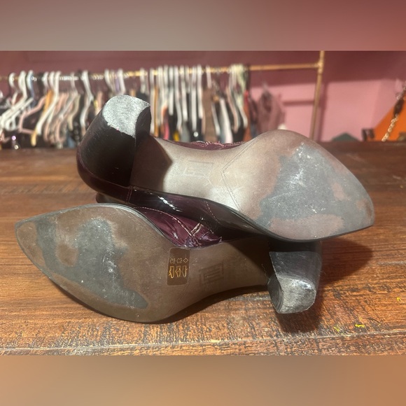 France Mode Burgundy Patent Leather Ankle Boots Size 39.5 - Picture 10 of 10